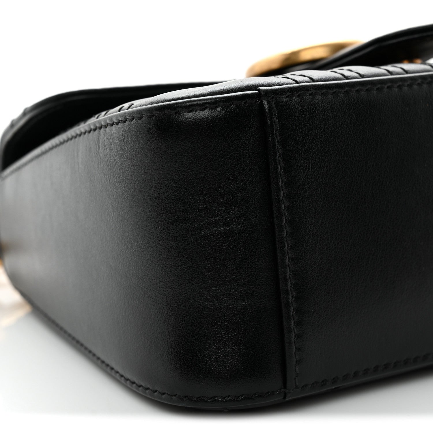 Calfskin Matelasse Mini GG Marmont Top Handle Shoulder Bag Black