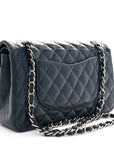 Caviar Quilted Medium Double Flap Navy