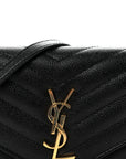 Grain De Poudre Matelasse Chevron Monogram Envelope Chain Wallet Black