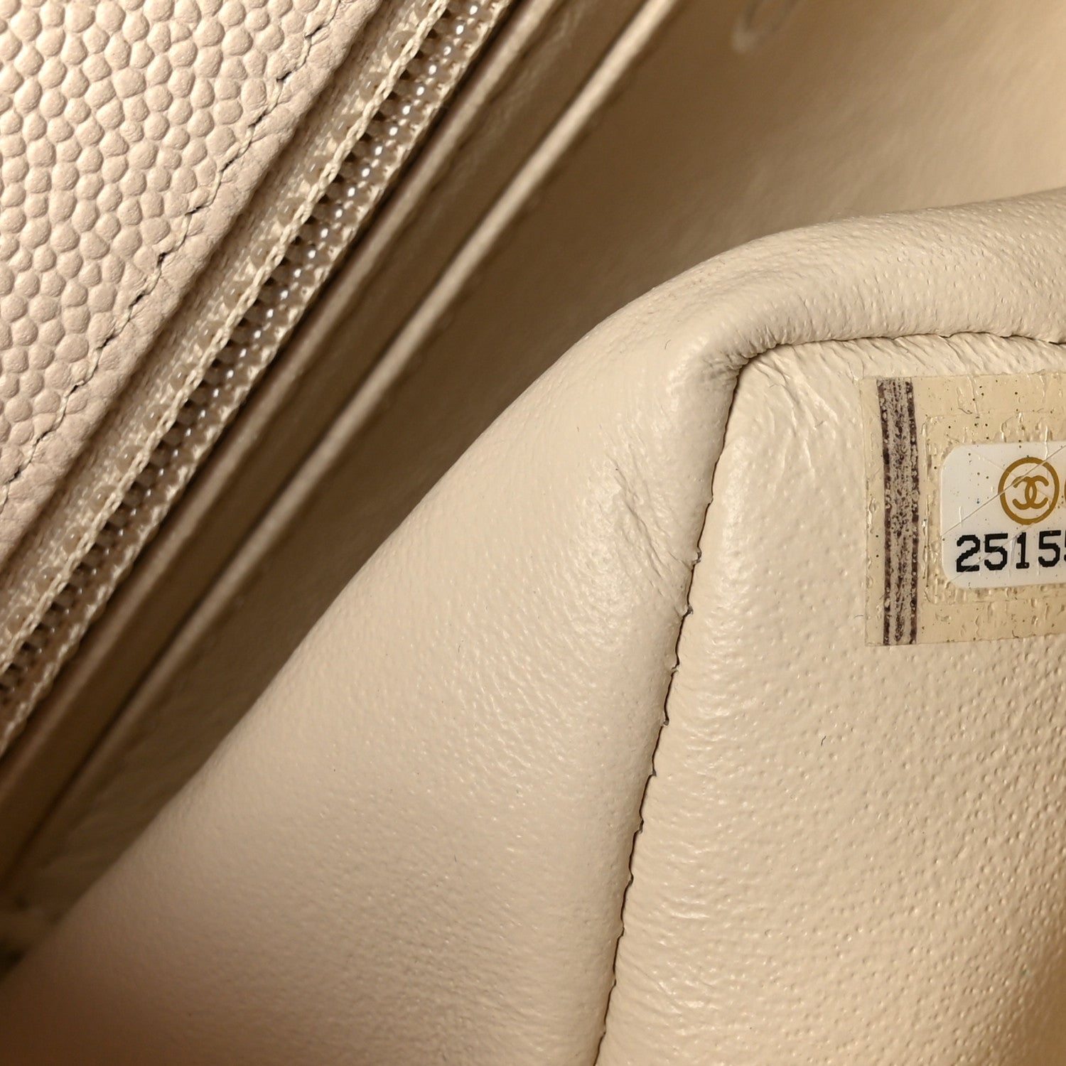 Caviar Quilted Mini Rectangular Flap Light Beige