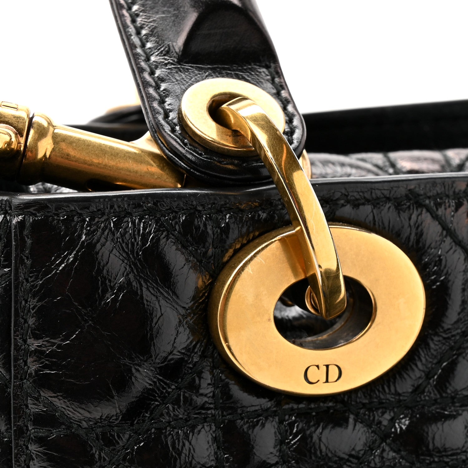 Crinkled Patent Cannage Small Lucky Badges My Lady D1OR Black