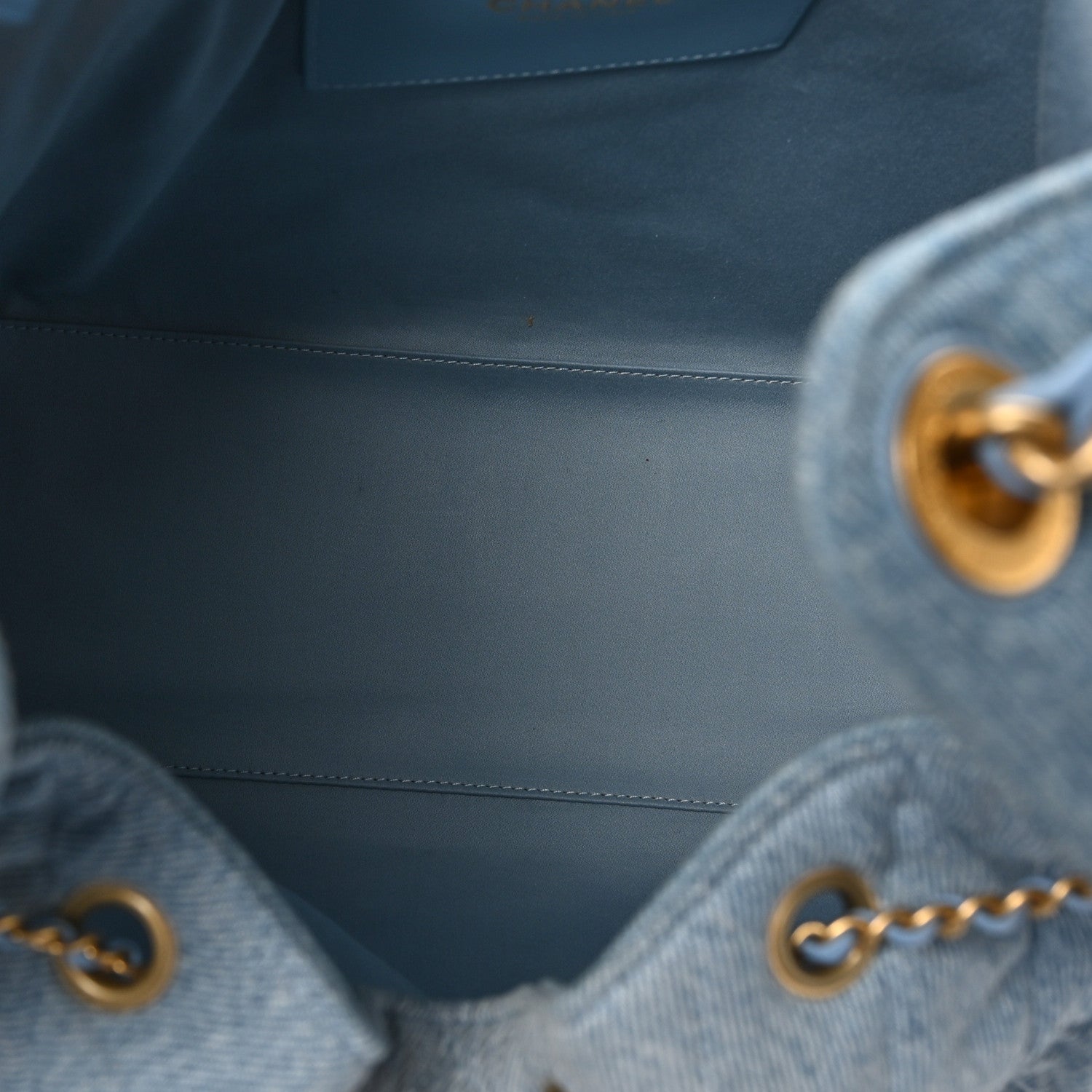 Washed Denim Quilted Medium CHNL 25 Handbag Blue