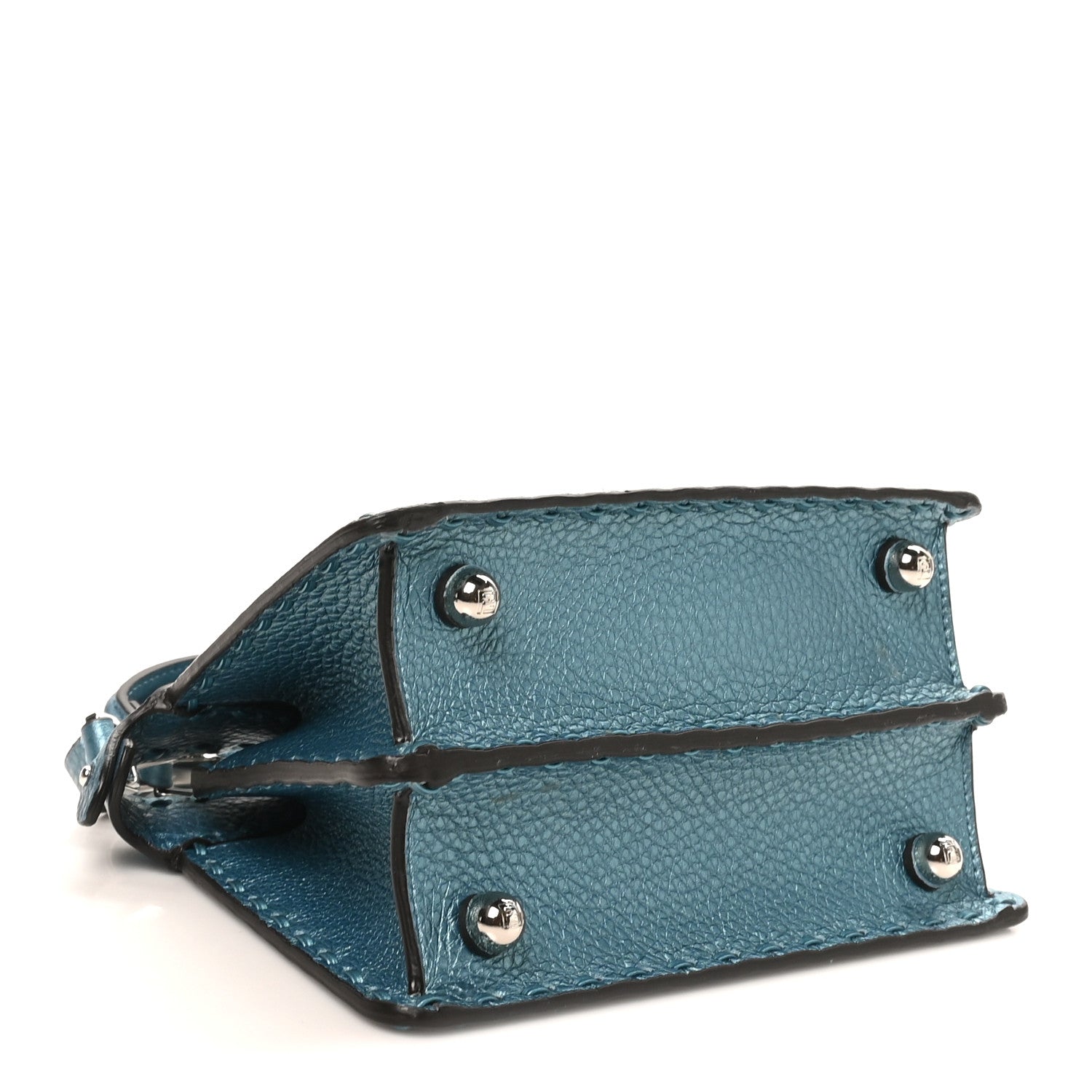 Metallic Cuoio Roma Sellerissima Nappa Sintetica Tape Stitch Petite Peekaboo I SEE U Iconic Satchel Placca Argento