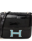 Shiny Alligator Enamel Constance 18 Prunoir Bleu Saint Cyr