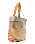 H Canvas Embroidered Poisson Natte Beach Bag Camel Jaune