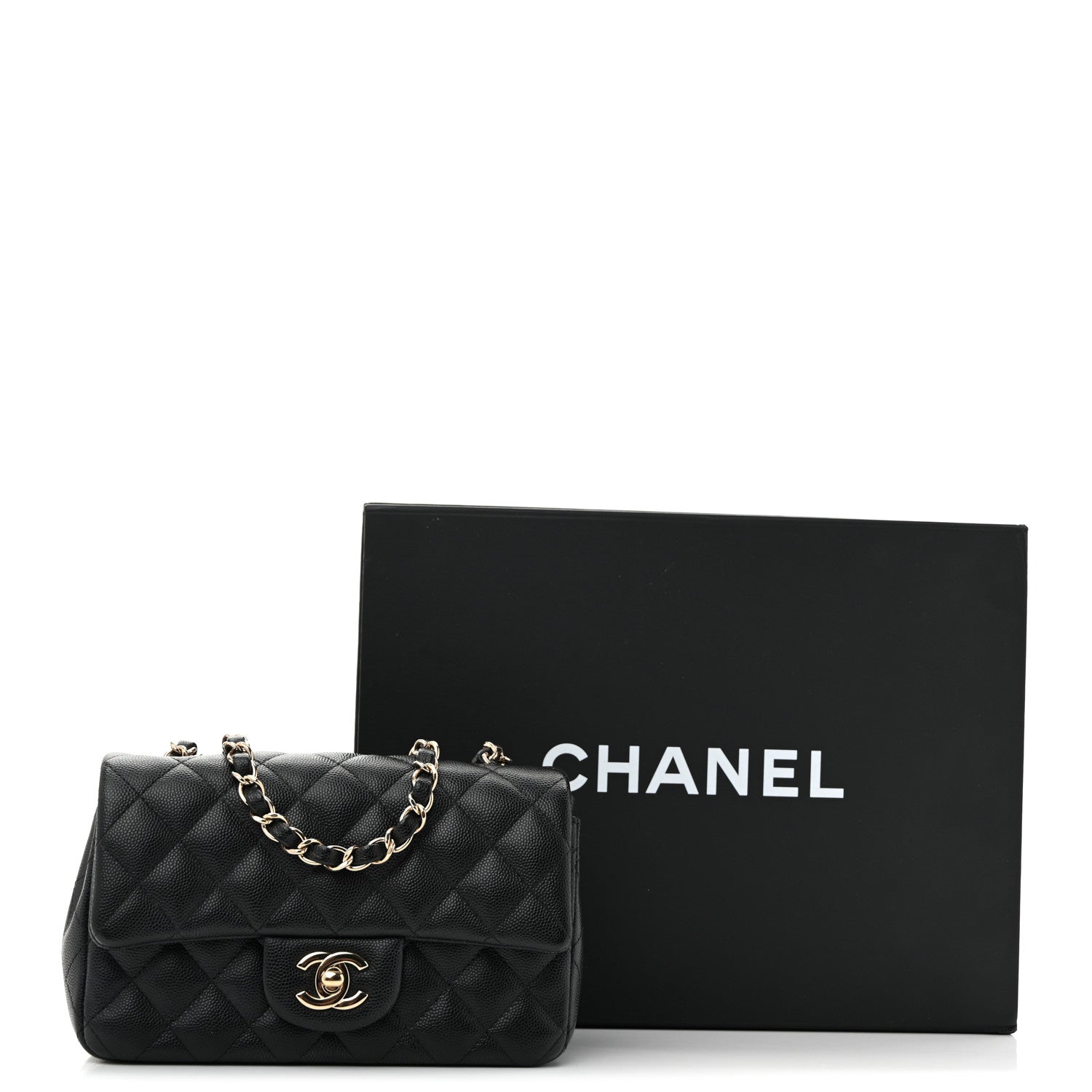 Caviar Quilted Mini Rectangular Flap Black