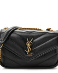 Lambskin Chevron Quilted Micro LouLou Black