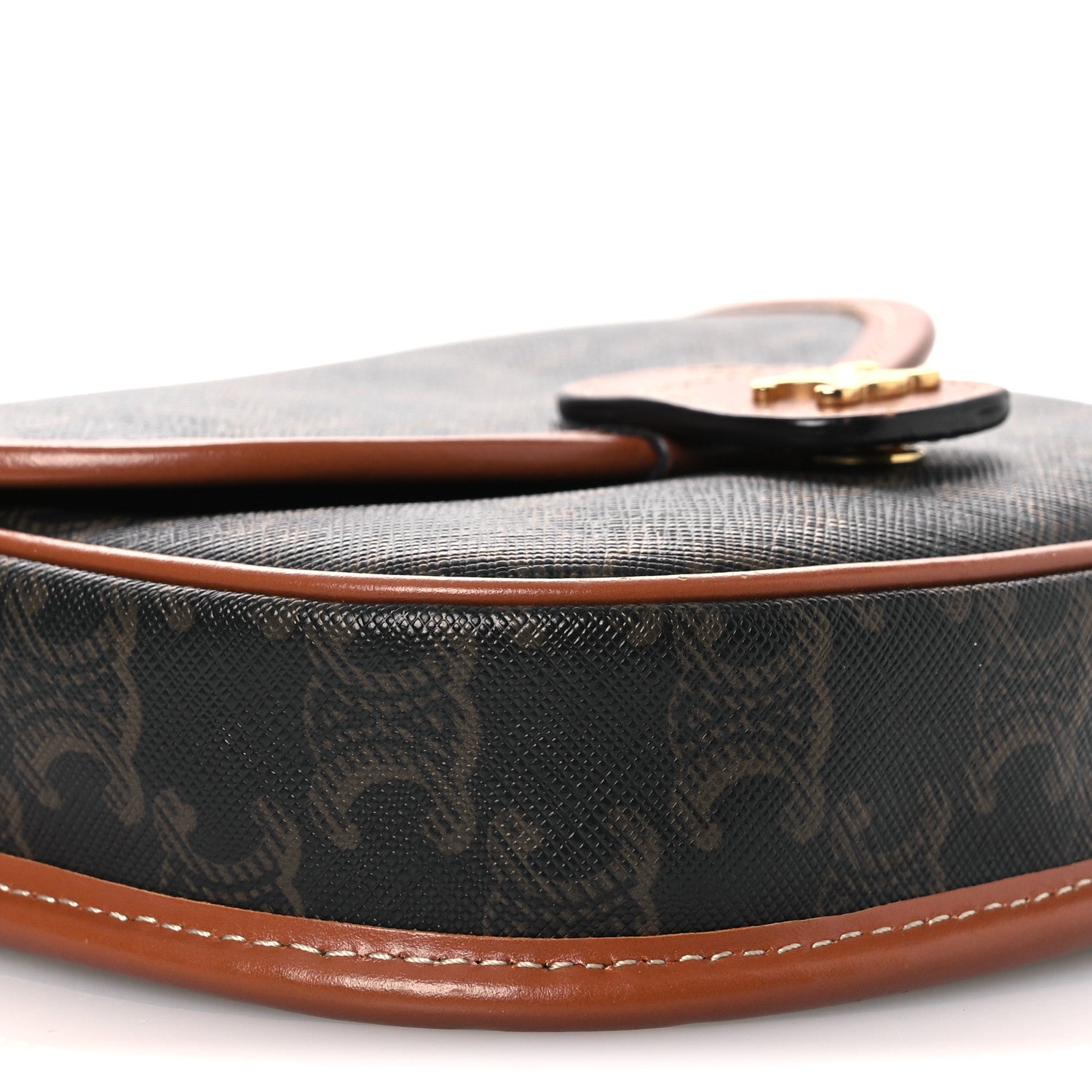 Canvas Calfskin Triomphe Mini Besace Tan