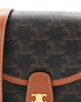 Canvas Calfskin Triomphe Mini Besace Tan