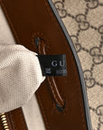 GG Supreme Monogram Azalea Calfskin Retro Interlocking G Buckle Backpack Beige Ebony Brown Sugar
