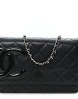 Calfskin Quilted Cambon Wallet on Chain WOC Black