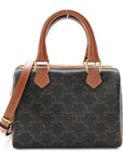 Triomphe Canvas Calfskin Small Boston Bag Tan