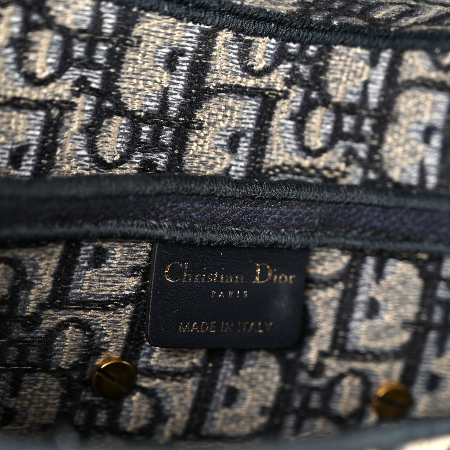 Oblique Embroidered Saddle Bag Blue