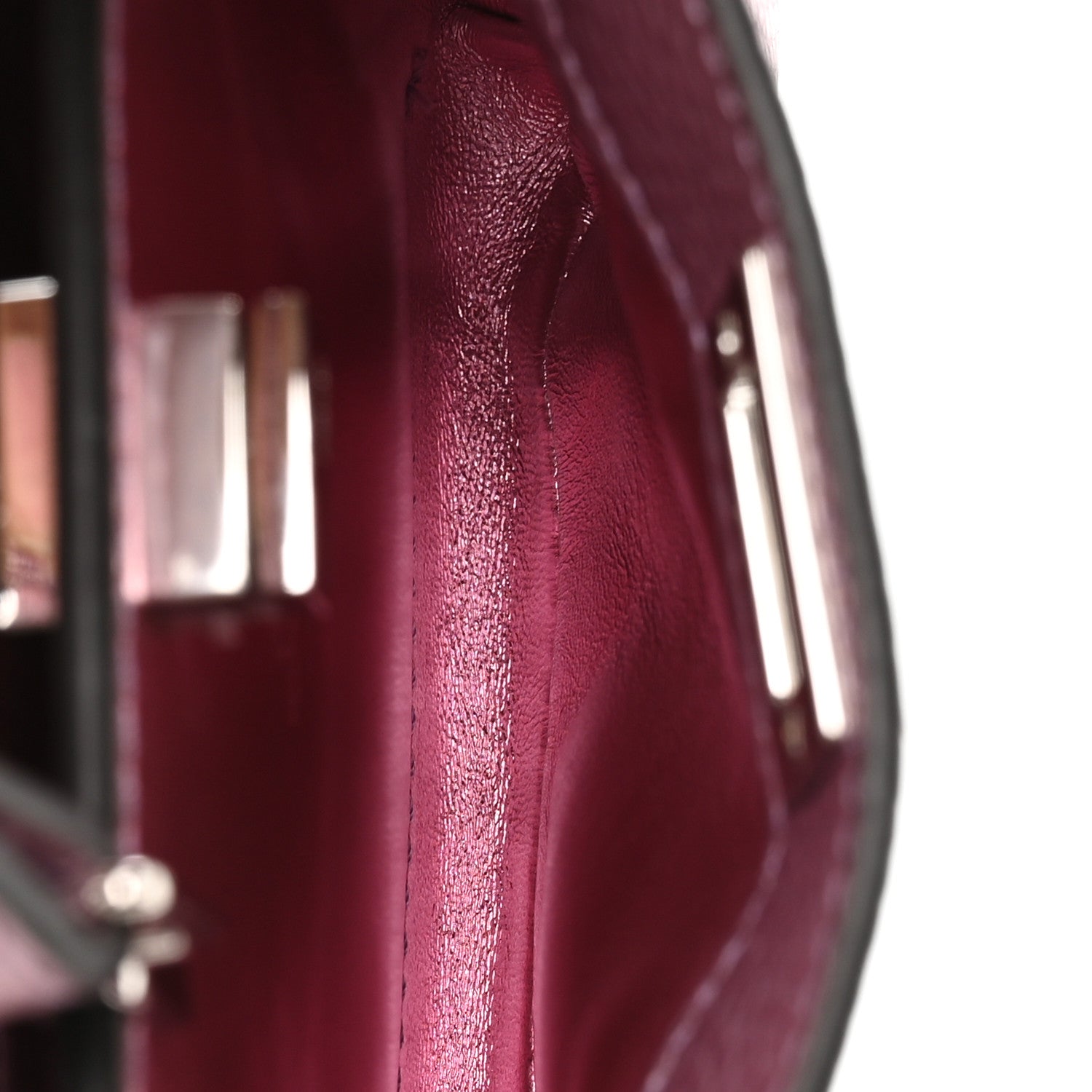 Metallic Cuoio Romano Selleria Nano Peekaboo Satchel Purple