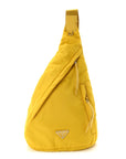 Re-Nylon Vitello Metal Triangle Logo Sling Backpack Giallo