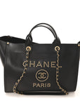 Caviar Medium Studded Deauville Tote Black