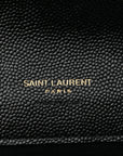 Grain De Poudre Matelasse Chevron Monogram Envelope Clutch Black