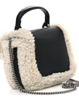 Sakai Be Green Calfskin Shearling Mini Dionysus Top Handle Bag Black