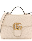 Calfskin Matelasse Mini GG Marmont Top Handle Shoulder Bag White