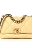 Lambskin Quilted Medium CHNL 19 Flap Yellow