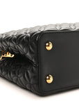 Lambskin Quilted Flower Capucines PM Black