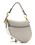Grained Calfskin Mini Saddle Bag White