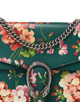 Calfskin Blooms Print Medium Dionysus Shoulder Bag Bright Emerald Multicolor