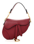 Grained Calfskin Mini Saddle Bag Red