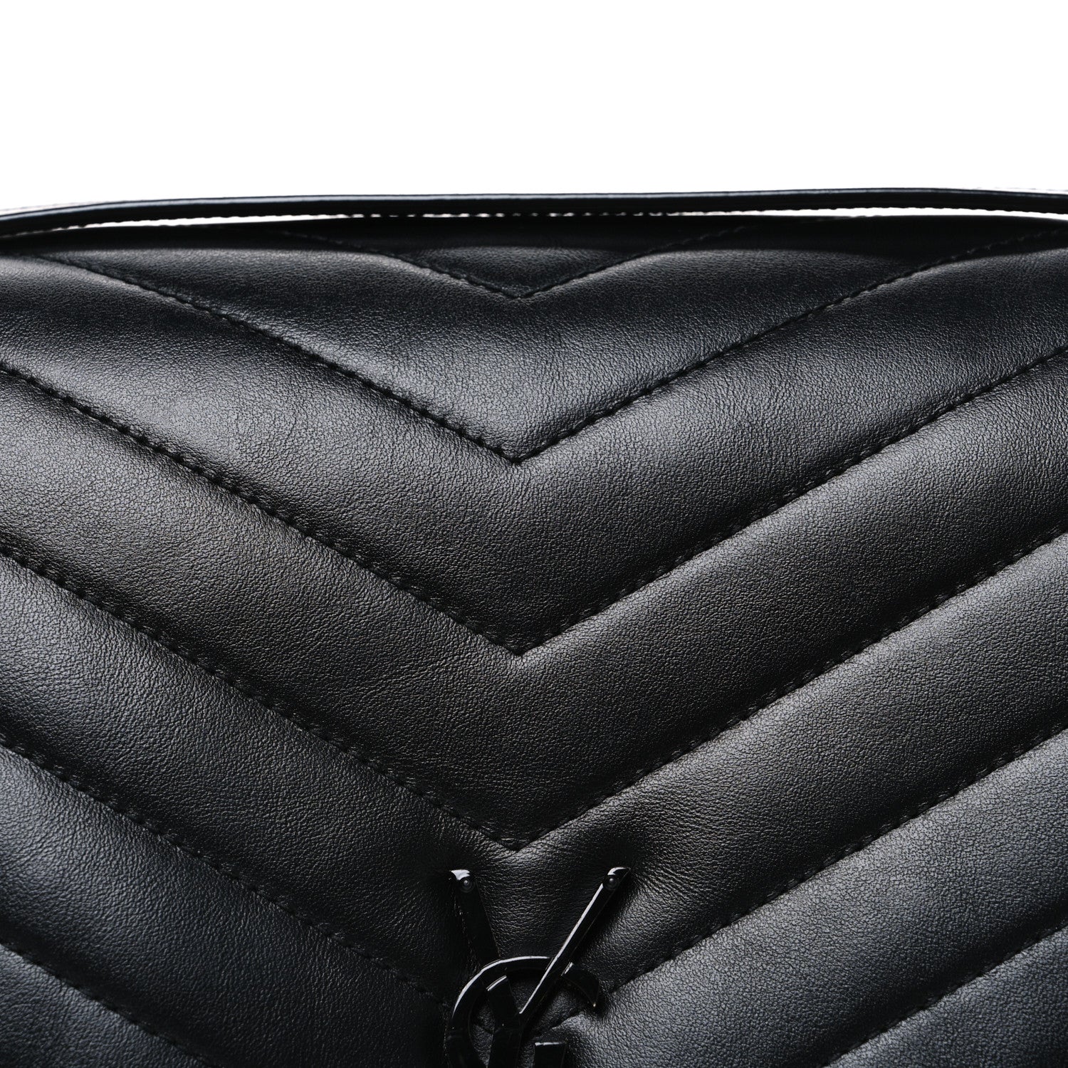 Calfskin Y Quilted Monogram Monochrome Large Loulou Chain Satchel Black