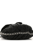 Washed Lambskin Quilted Medium Chain Around Messenger Black