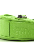 Extra Supple Calfskin Crocodile Embossed Le Cagole Mini Purse With Chain Acid Green