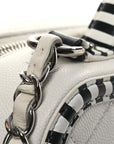 Caviar Quilted Striped Medium CC Filigree Vanity Case White Black