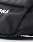 Sport Nylon Logo Embroidered Wheel Belt Bag Black White