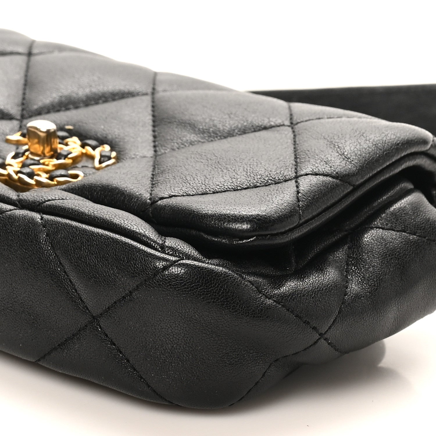 Goatskin Quilted CHNL 19 Waist Bag Black
