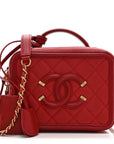 Caviar Quilted Small CC Filigree Vanity Case Red