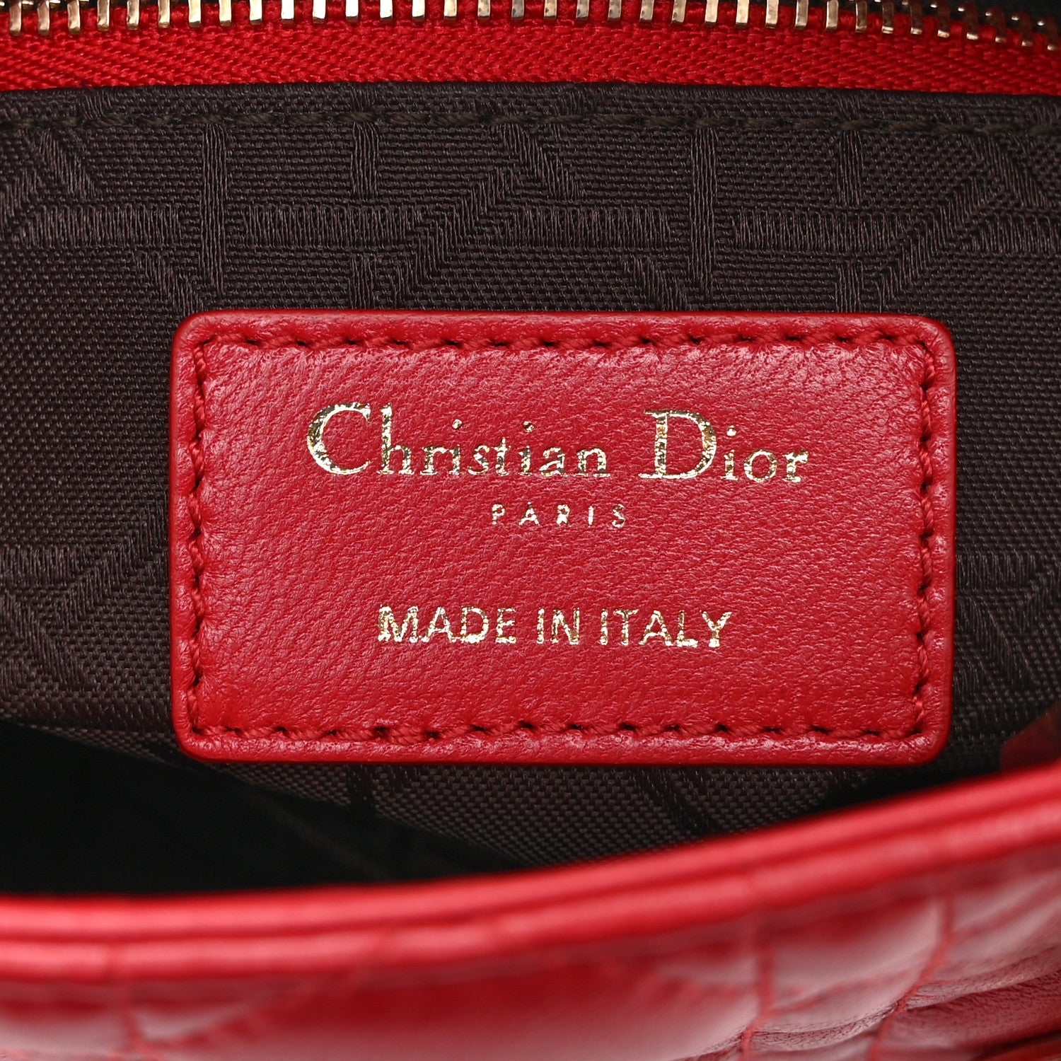 Lambskin Cannage Mini Lady D1OR Red