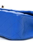 Lambskin Quilted Medium Double Flap Blue