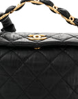 Crumpled Lambskin Quilted Small CC Links Shoulder Bag Black