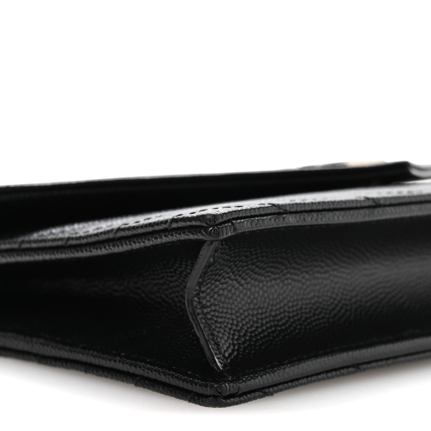 Grain De Poudre Matelasse Chevron Monogram Envelope Chain Wallet Black