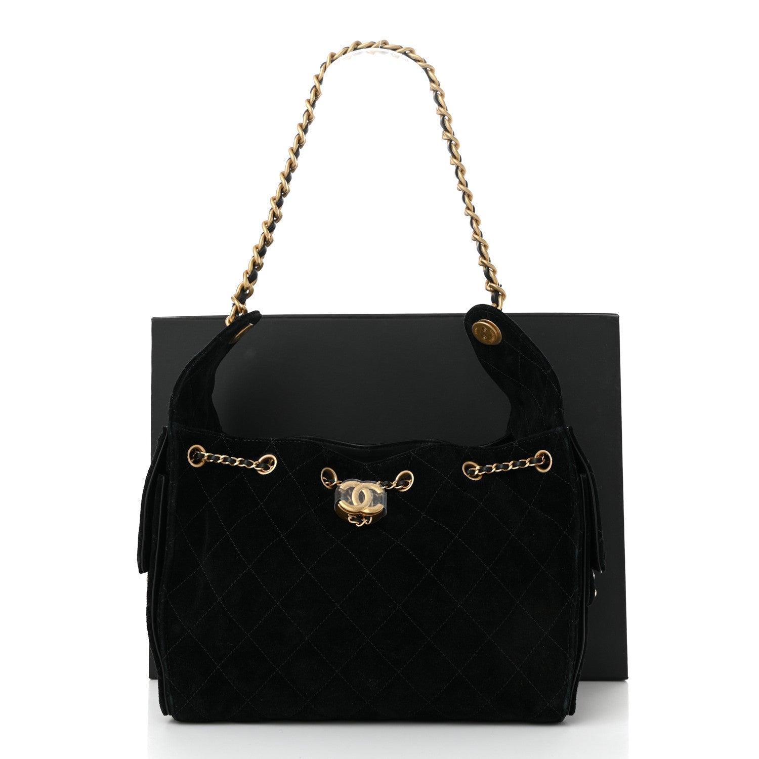 Suede Quilted Small CHNL 25 Handbag Black