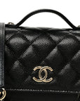 Caviar Quilted Business Affinity Clutch With Chain Black