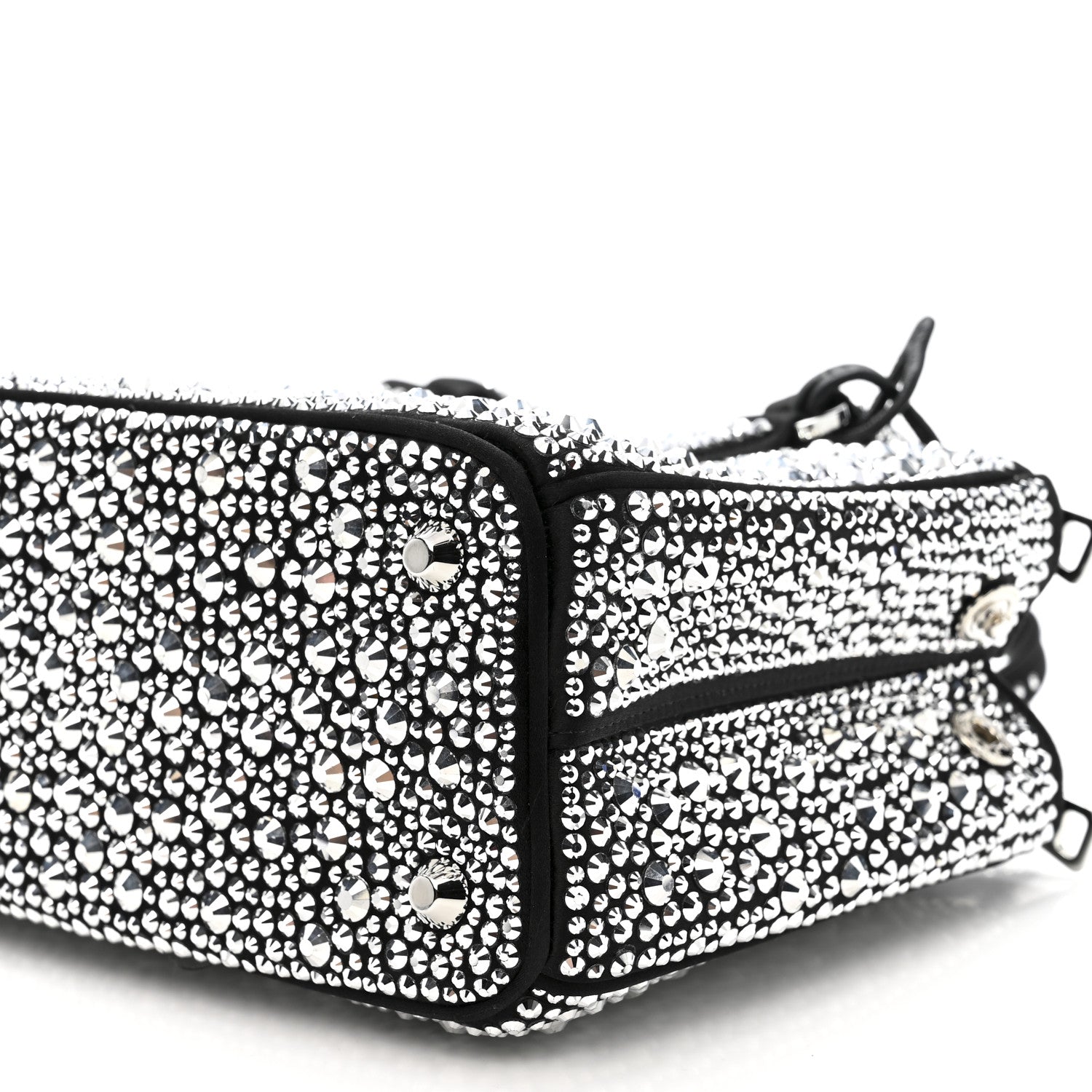 Satin Crystal Mini Galleria Double Zip Tote Metal