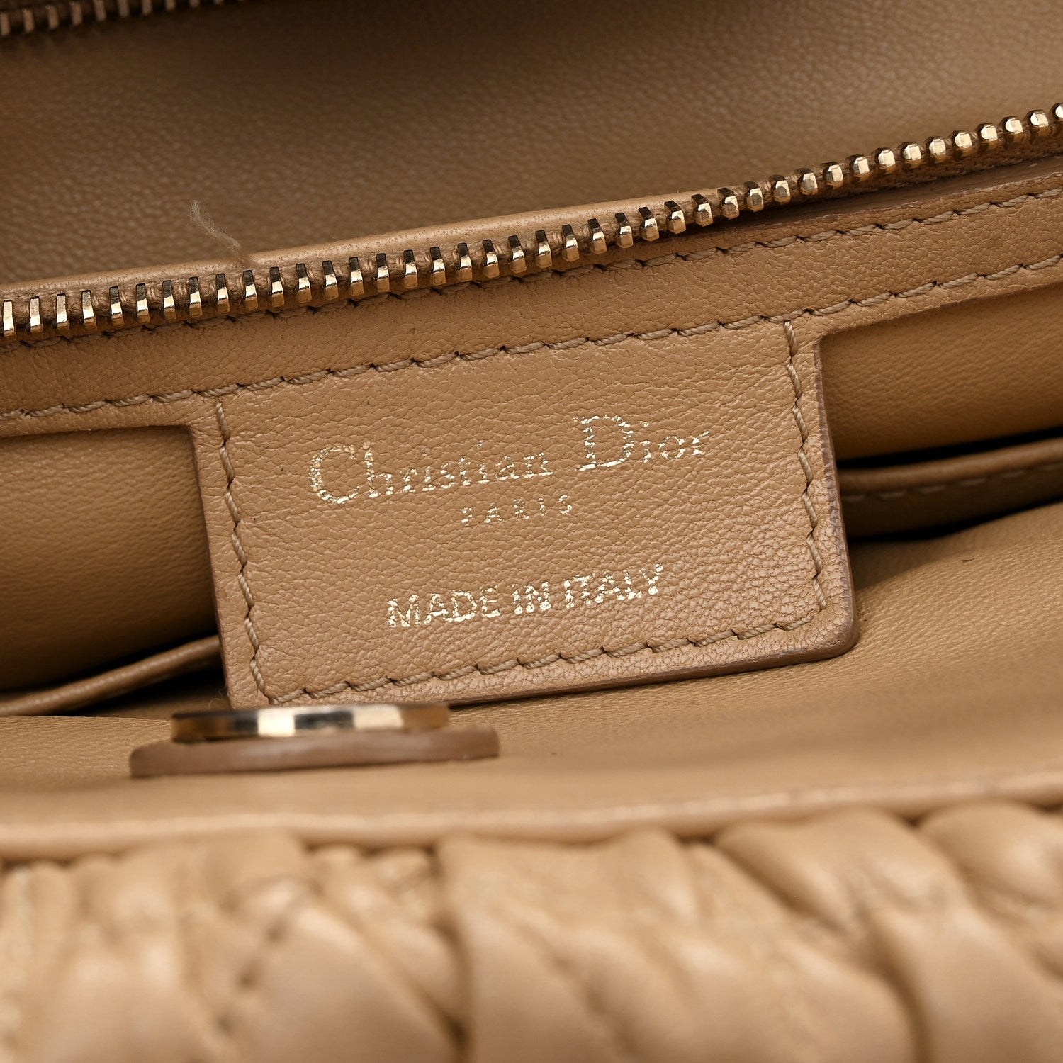 Gaufre Lambskin Cannage Delices Tote Beige