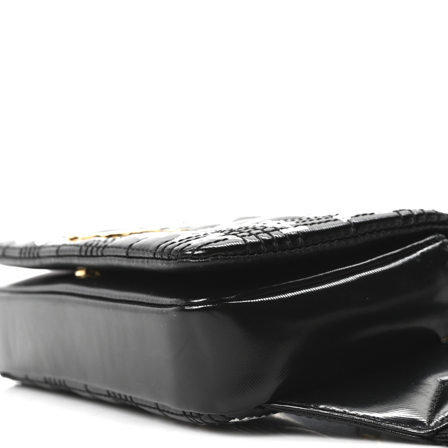 Patent Quilted Horseferry Print Lola Bum Bag Black