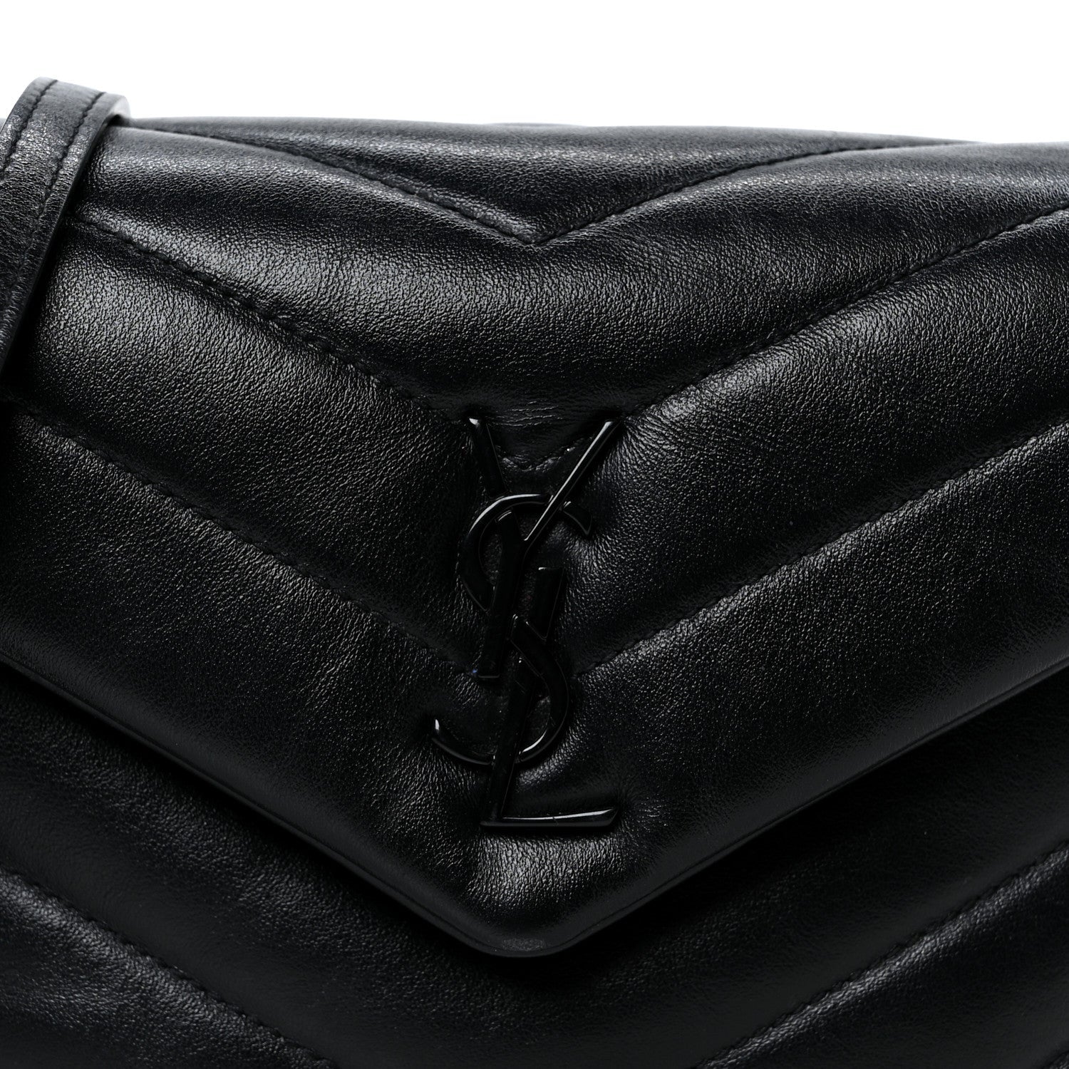 Calfskin Y Quilted Monogram Monochrome Toy Loulou Crossbody Bag Black