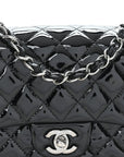 Patent Calfskin Quilted Mini Square Flap Black