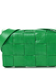 Paper Calfskin Maxi Intrecciato Small Cassette Crossbody Bag Grass