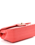 Lambskin Chevron Quilted Mini Rectangular Flap Coral