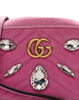 Velvet Matelasse Marquise Crystals Mini GG Marmont Chain Shoulder Bag Malva