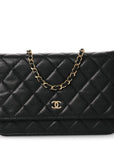 Caviar Quilted Wallet on Chain WOC Black
